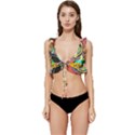 Painting Illustration Adventure Time Psychedelic Art Low Cut Ruffle Edge Bikini Top View1