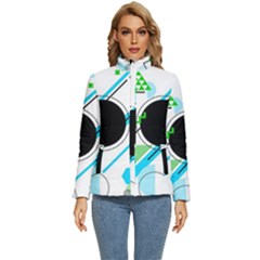 Geometric Shapes Background Women s Puffer Bubble Jacket Coat
