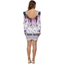 Big Set With Cute Cartoon Animals Bear Panda Bunny Penguin Cat Fox Women Long Sleeve Ruched Stretch Jersey Dress View4