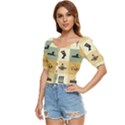 Egyptian Flat Style Icons Button up blouse View2