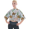 Camels Cactus Desert Pattern Mock Neck T-Shirt View1