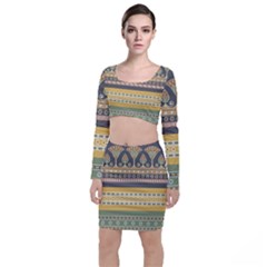 Seamless Pattern Egyptian Ornament With Lotus Flower Top And Skirt Sets