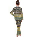 Seamless Pattern Egyptian Ornament With Lotus Flower Kids  Satin Long Sleeve Pajamas Set View2