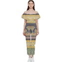 Seamless Pattern Egyptian Ornament With Lotus Flower Bardot Ruffle jumpsuit View1