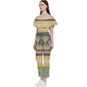 Seamless Pattern Egyptian Ornament With Lotus Flower Bardot Ruffle jumpsuit View2