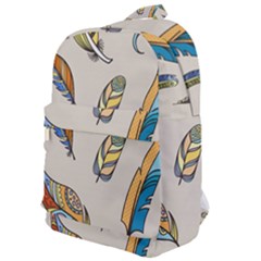 Vector Boho Doodle Feathers Seamless Pattern Illustration Classic Backpack