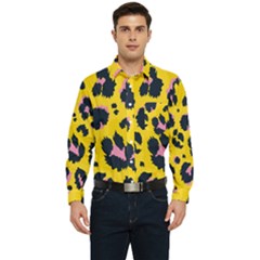 Leopard Print Seamless Pattern Men s Long Sleeve Pocket Shirt 