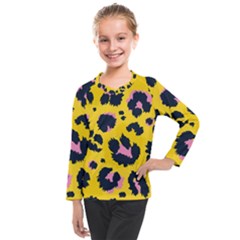 Leopard Print Seamless Pattern Kids  Long Mesh T-shirt