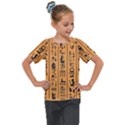 Egyptian Hieroglyphs Ancient Egypt Letters Papyrus Background Vector Old Egyptian Hieroglyph Writing Kids  Mesh Piece T-Shirt View1