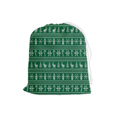 Wallpaper Ugly Sweater Backgrounds Christmas Drawstring Pouch (large) by artworkshop