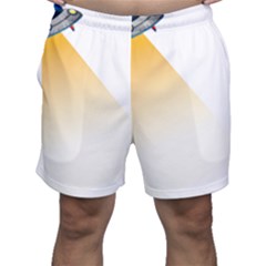 Blue Ufo Illustration Unidentified Flying Object Cartoon Men s Shorts