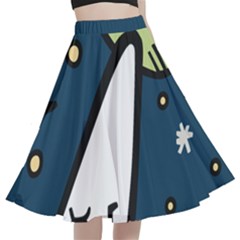 Ufo Alien Unidentified Flying Object A-line Full Circle Midi Skirt With Pocket