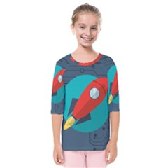 Rocket With Science Related Icons Image Kids  Quarter Sleeve Raglan T-shirt