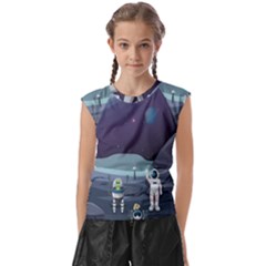 Alien Astronaut Scene Kids  Raglan Cap Sleeve T-shirt