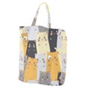 Seamless Pattern Cute Cat Cartoons Giant Grocery Tote View1