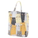Seamless Pattern Cute Cat Cartoons Giant Grocery Tote View2