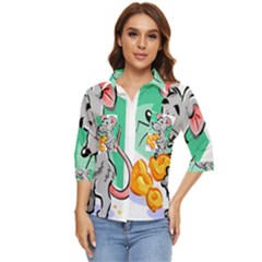 Mouse Cheese Tail Rat Mice Hole Women s Quarter Sleeve Pocket Shirt