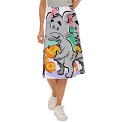 Mouse Cheese Tail Rat Mice Hole Midi Panel Skirt