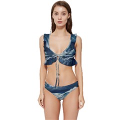 Waves Storm Sea Low Cut Ruffle Edge Bikini Set