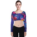 Cartoon Funny Aliens With Ufo Duck Starry Sky Set Velvet Long Sleeve Crop Top View1