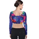 Cartoon Funny Aliens With Ufo Duck Starry Sky Set Velvet Long Sleeve Crop Top View2