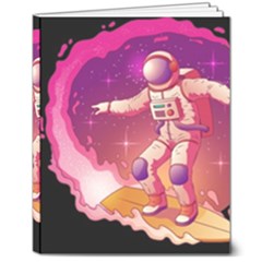 Astronaut Spacesuit Standing Surfboard Surfing Milky Way Stars 8  X 10  Hardcover Notebook