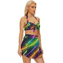 Vibrant Neon Dreams Vintage Style Bikini Top and Skirt Set  View3