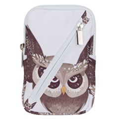 Owl Bird Feathers Belt Pouch Bag (small)