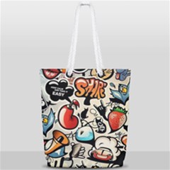Art Book Gang Crazy Graffiti Supreme Work Full Print Rope Handle Tote (small)