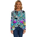 Graffiti Pop Art Crazy Retro Long Sleeve Crew Neck Pullover Top View1