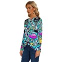 Graffiti Pop Art Crazy Retro Long Sleeve Crew Neck Pullover Top View2