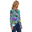 Graffiti Pop Art Crazy Retro Long Sleeve Crew Neck Pullover Top View3