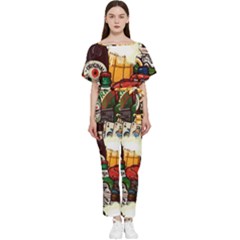 Graffiti Go Art Batwing Lightweight Chiffon Jumpsuit