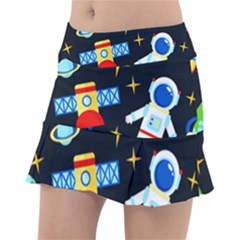 Space Seamless Pattern Cartoon Art Classic Tennis Skirt