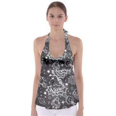 Vector Flat Space Design Background With Text Tie Back Tankini Top