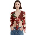 Ugly Sweater Wrapping Paper Trumpet Sleeve Cropped Top View1