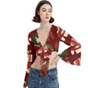 Ugly Sweater Wrapping Paper Trumpet Sleeve Cropped Top View3