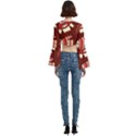 Ugly Sweater Wrapping Paper Trumpet Sleeve Cropped Top View4