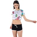 Space Cosmos Seamless Pattern Seamless Pattern Doodle Style Tie Back Short Sleeve Crop T-Shirt View1