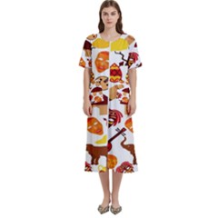 Africa Jungle Ethnic Tribe Travel Seamless Pattern Vector Illustration Women s Cotton Short Sleeve Night Gown