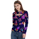 Space Patterns Women s Cut Out Long Sleeve T-Shirt View2