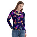 Space Patterns Women s Cut Out Long Sleeve T-Shirt View3