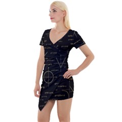 Abstract Math Pattern Short Sleeve Asymmetric Mini Dress by Hannah976
