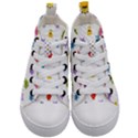 Seamless Pattern Cute Funny Monster Cartoon Isolated White Background Kids  Mid-Top Canvas Sneakers View1