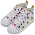 Seamless Pattern Cute Funny Monster Cartoon Isolated White Background Kids  Mid-Top Canvas Sneakers View2