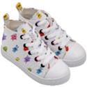Seamless Pattern Cute Funny Monster Cartoon Isolated White Background Kids  Mid-Top Canvas Sneakers View3