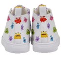 Seamless Pattern Cute Funny Monster Cartoon Isolated White Background Kids  Mid-Top Canvas Sneakers View4