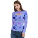 Seamless Pattern Pastel Galaxy Future Women s Cut Out Long Sleeve T-Shirt View2