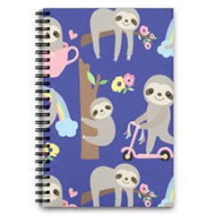Hand Drawn Cute Sloth Pattern Background 5 5  X 8 5  Notebook