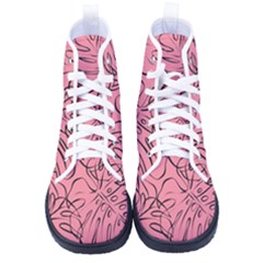 Pink Monstera Kid s High-top Canvas Sneakers